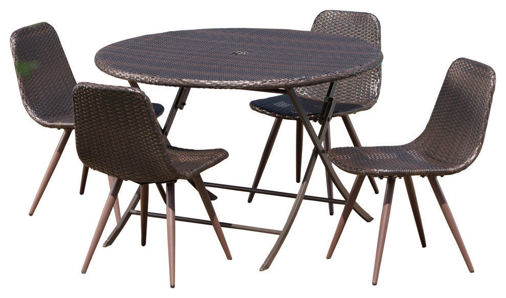 GDF Studio 5-Piece Judith Caleb Outdoor Dining Set With Foldable Table