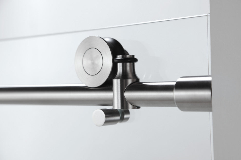 56"“60"Wx76" Frameless Sliding Shower Door With Clear Glass, Brushed Nickel