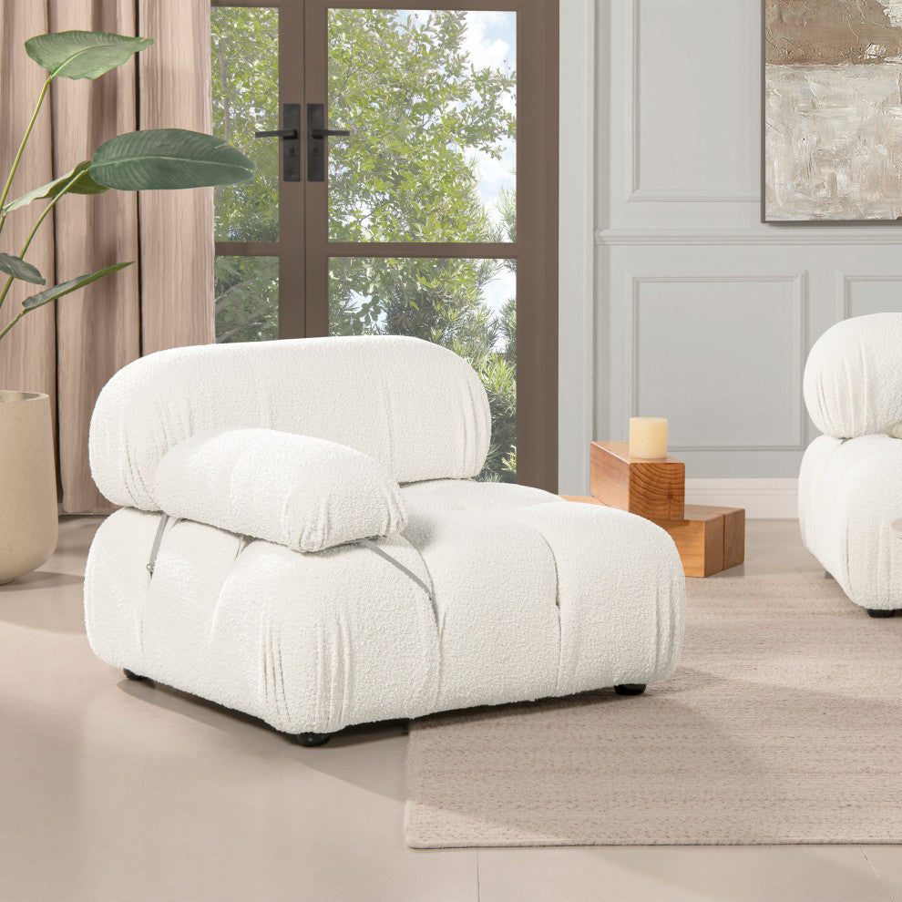 Marcel 36" Modular Arm Chair, Ivory White Boucle
