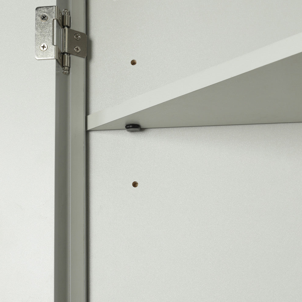 32" Wood 2-door Bathroom Corner Cabinet with Adjustable Shelves, Grey