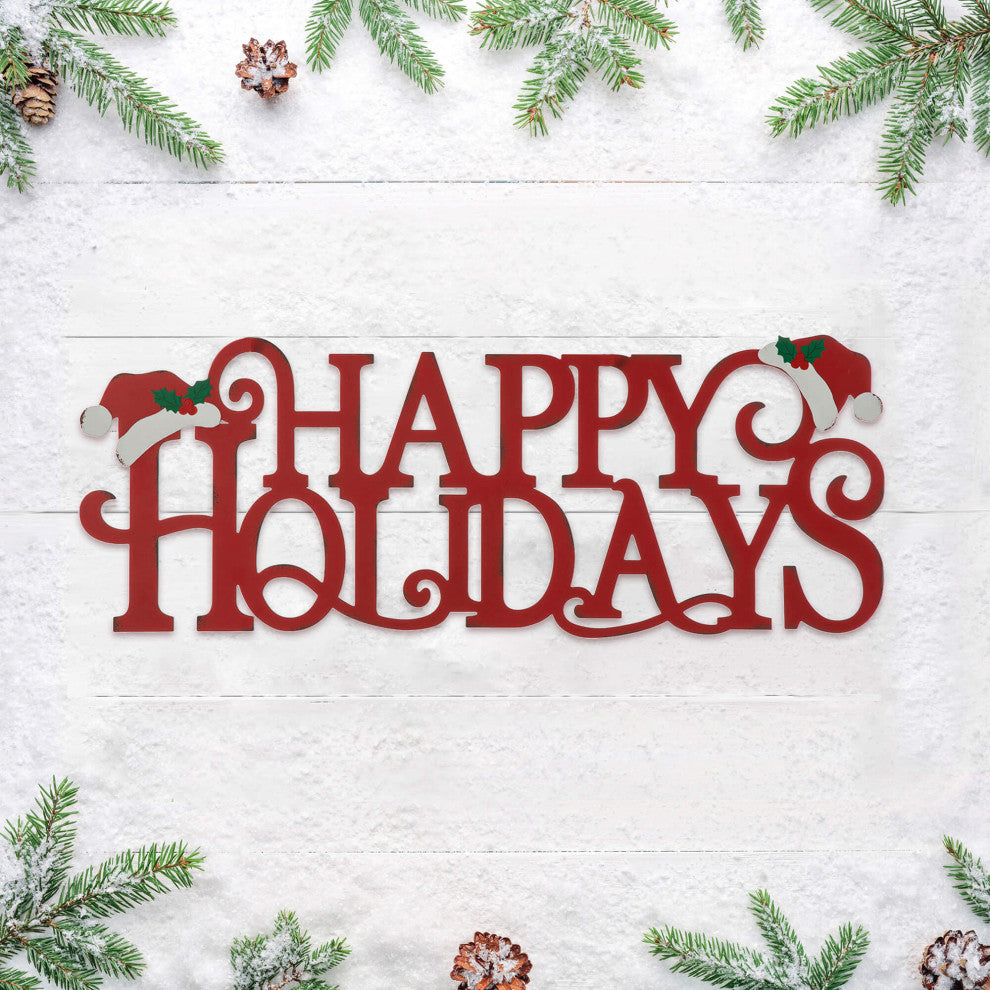 24"L Metal "HAPPY HOLIDAYS" Christmas Wall Decor