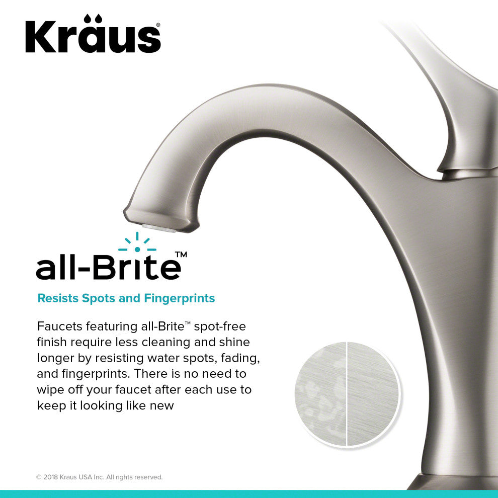 Arlo Single Handle 1-Hole Bathroom Basin Faucet, Lift Rod Drain, SFS Steel