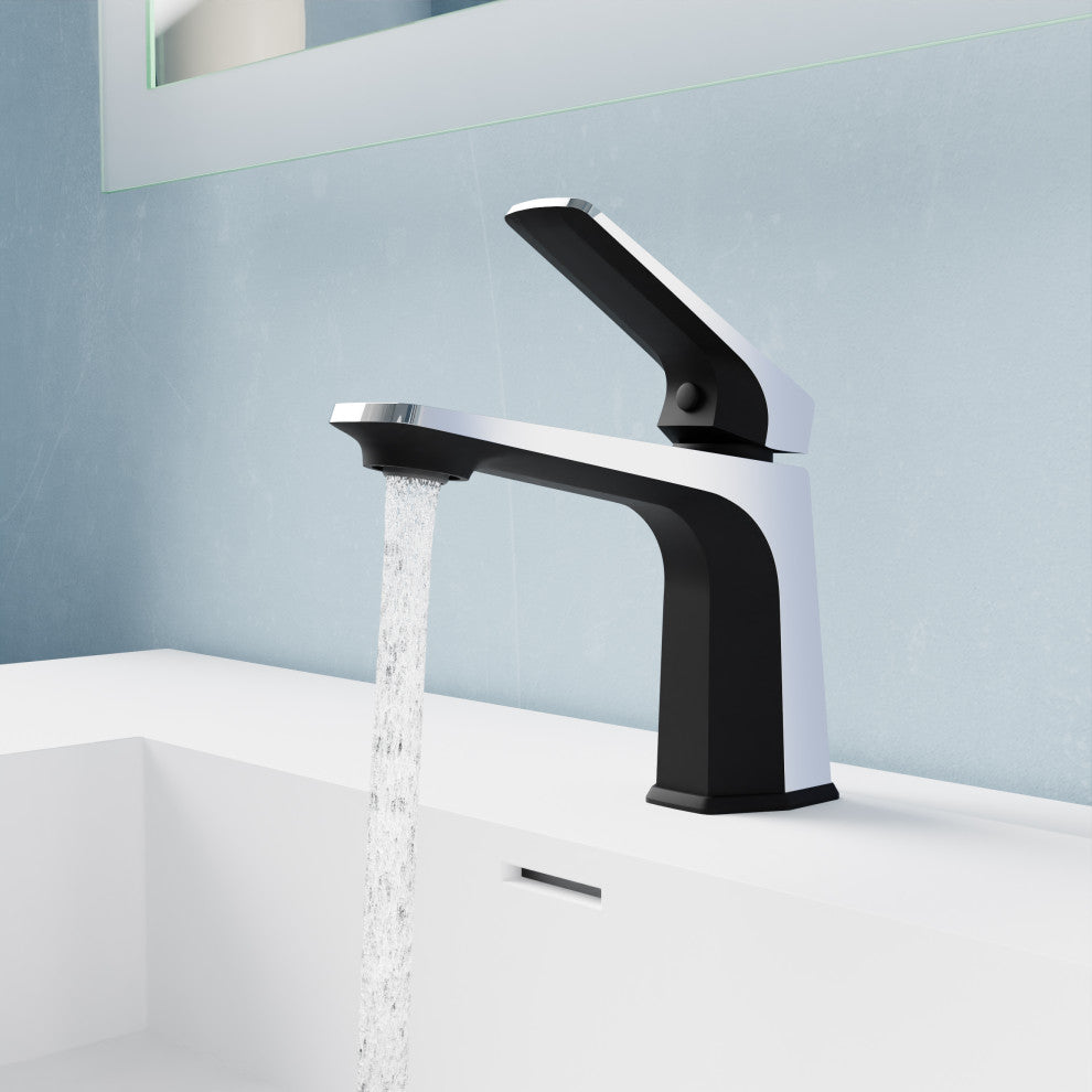 1-Handle Bathroom Faucet, Matte Black and Chrome
