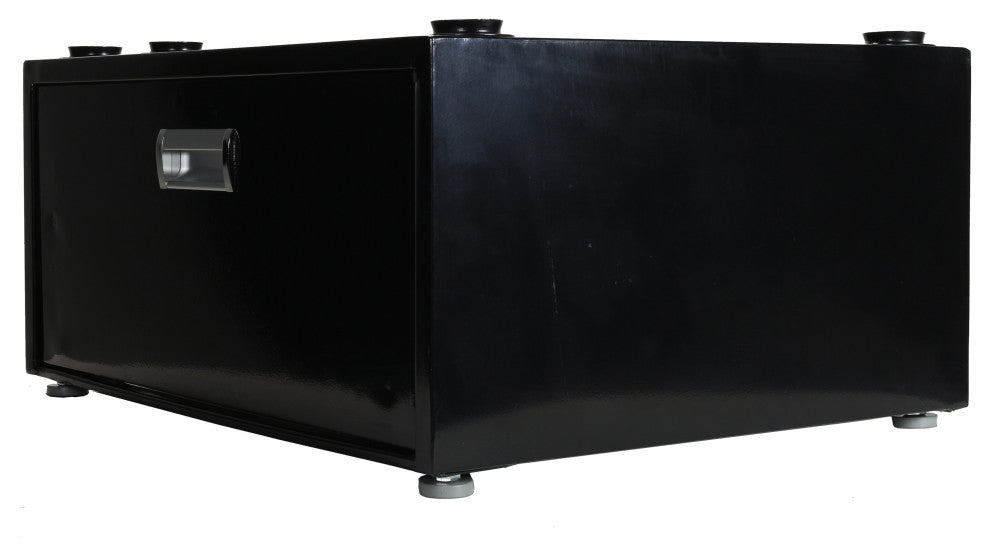 Equator Laundry Pedestal with Drawer in White/Black, Black