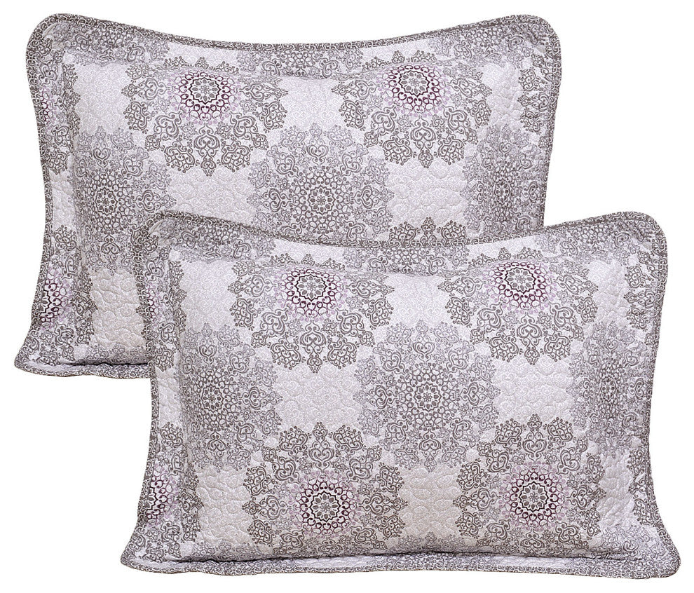 Serano Medallion Coverlet Bed Spread Set, Purple, Queen, 90"x90"