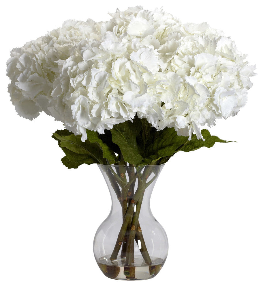 Large Hydrangea With Vase Silk Flower Arrangement