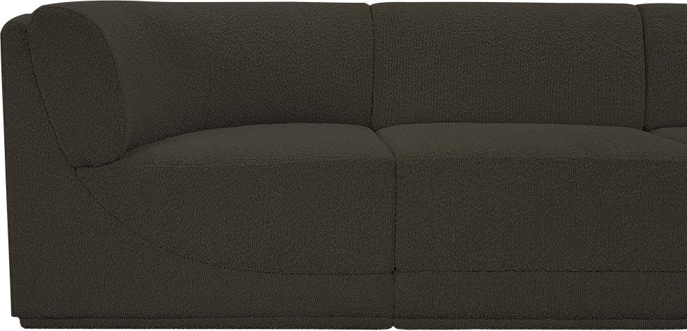Ollie Black Boucle Fabric L-Shaped Modular Sectional, Brown, 6-Piece: 3 Armless Chair, 3 Corner Chair