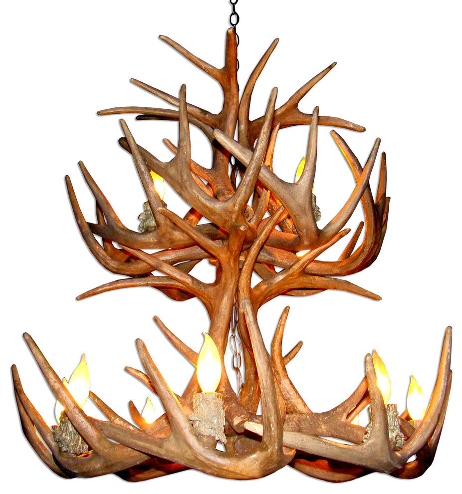 Reproduction Antler Whitetail Double-Tier Chandelier Light, RS-19