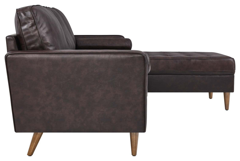 Valour 98" Leather Sectional Sofa, Brown