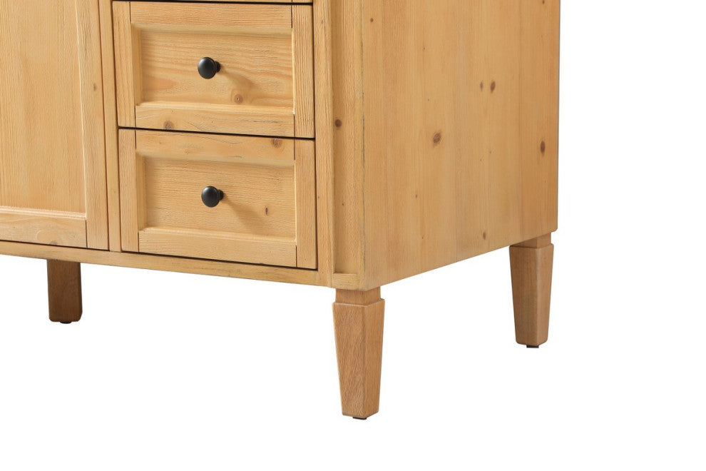 Home Living Vanity with Carrara White Marble Countertop, Natural Wood, 60", Single Sink