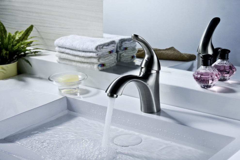 Clavier Single Hole Single Handle Mid-Arc Bathroom Faucet, Brushed Nickel