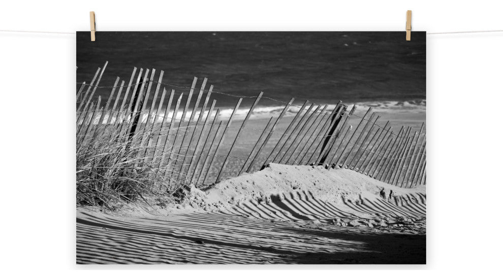 Sandy Beach Fence Landscape Photo, Beach Unframed Wall Art Print, 18" X 24"