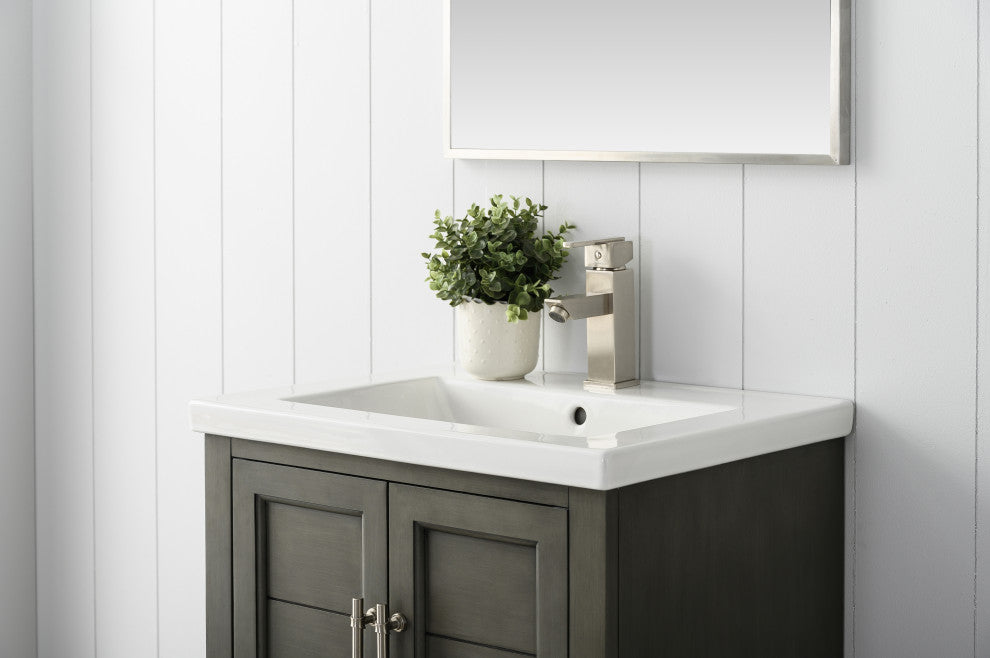 Vanity Art Bathroom Vanity With Sink & Top, Silver Grey, 24", White Ceramic