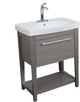 Single Sink Vanity, 27.5" Taupe With Ceramic Top, White