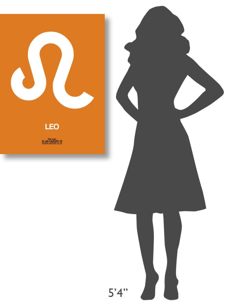 "Leo Zodiac Sign White on Orange" Fine Art Print