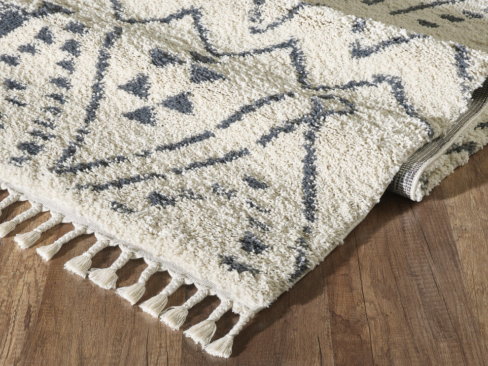 Abani Willow WIL100A Moroccan Tribal Print Black and Ivory Area Rug