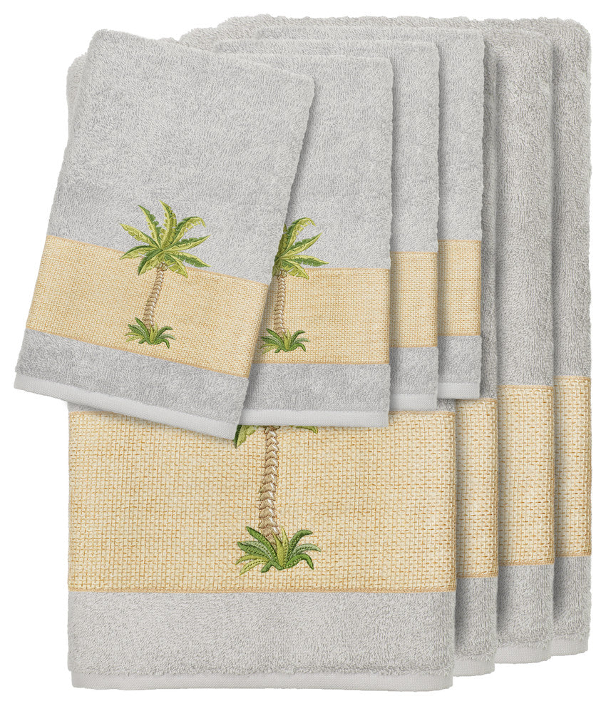 Colton 8-Piece Embellished Towel Set, Light Gray