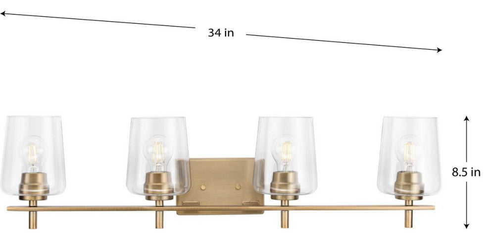 Calais 34" 4-Light Vintage Brass Vanity Light