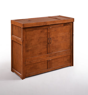 Murphy Cube Cabinet Bed With Mattress, Cherry, Twin, Pre-Assembled