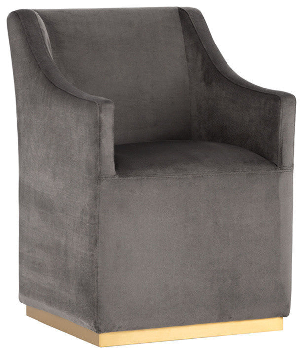Zane Wheeled Brushed Brass Lounge Chair, Pimlico Pebble
