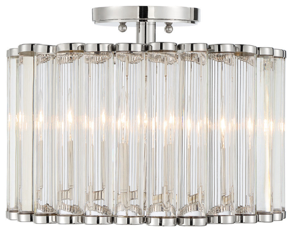 Elliot Four Light Ceiling Mount in Polished Nickel