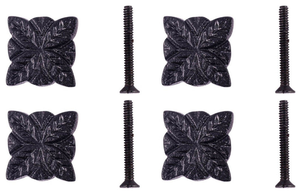 Flower Cabinet Hardware Iron Cabinet Knob Black Pack of 4