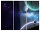 "Blue and Purple Nebula" Glossy Metal Wall Art, 3 Panels, 36"x28"