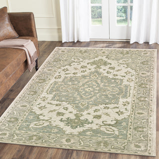 Sea Green Medallion Area Rug, 9'x12'