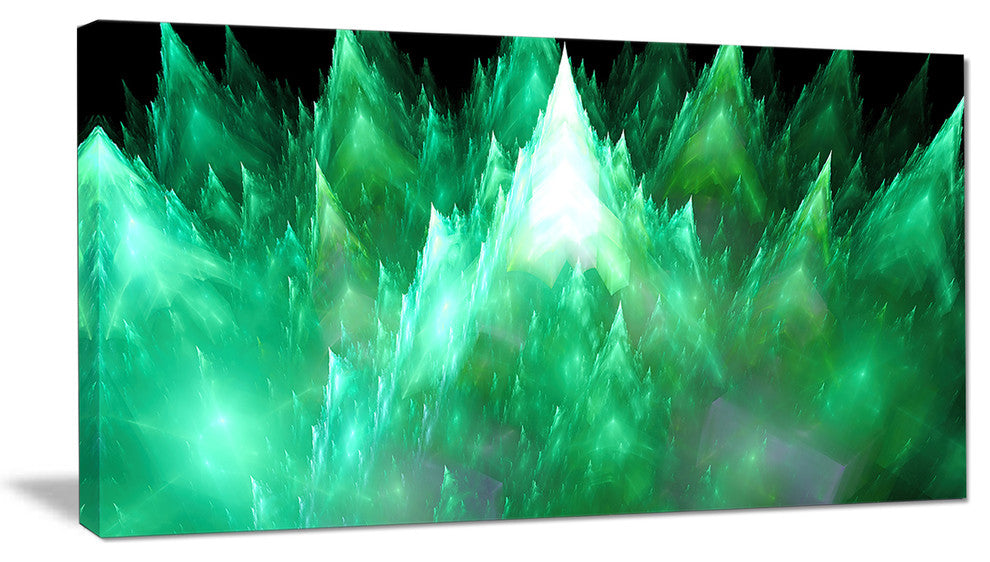 Green Fractal Crystals Design, Abstract Canvas Art Print, 32x16