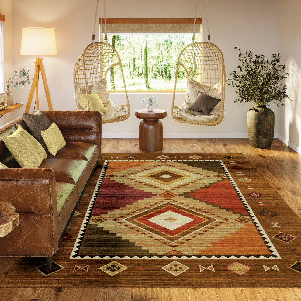Indoor/Outdoor Phoenix PH2 Walnut Machine Washable 3' x 5' Rug
