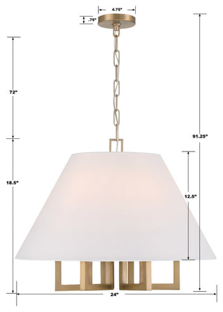 Crystorama Lighting Group 2256 Westwood 6 Light 24"W Pendant - Polished Nickel