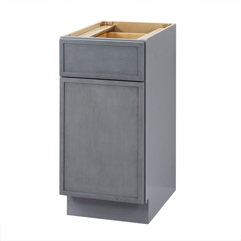 Vanity Art Birch Plywood Single Base Storage Cabinet, Smoky Gray, 15"