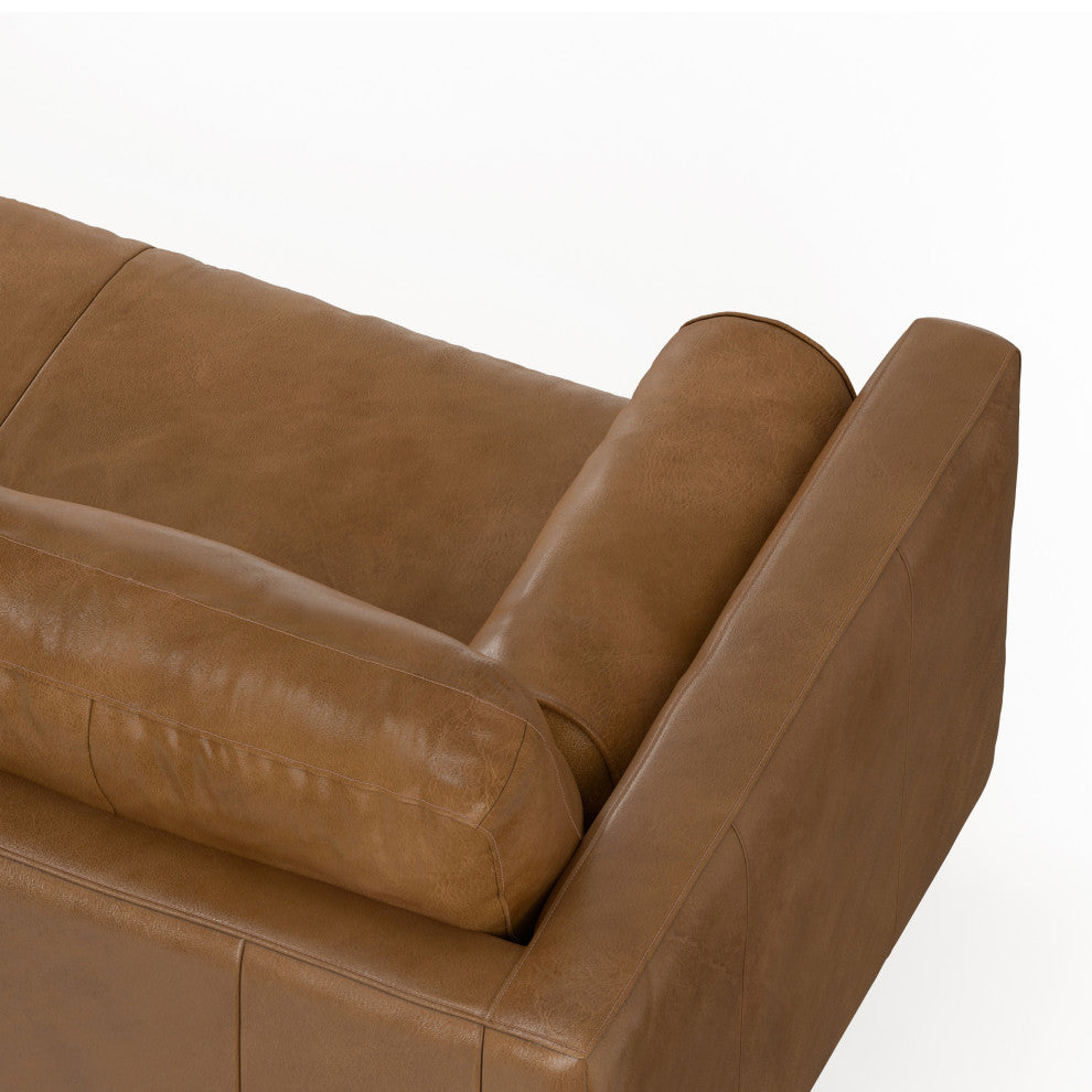 Morrison 72" Sofa and Ottoman Set, Caramel Brown, 72"