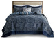Madison Park Aubrey 5 Piece Reversible Jacquard Bedspread Set, Navy