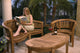 Teak Wood Peanut 3-Piece Patio Lounge Set, Triple Bench, Chair and Coffee Table