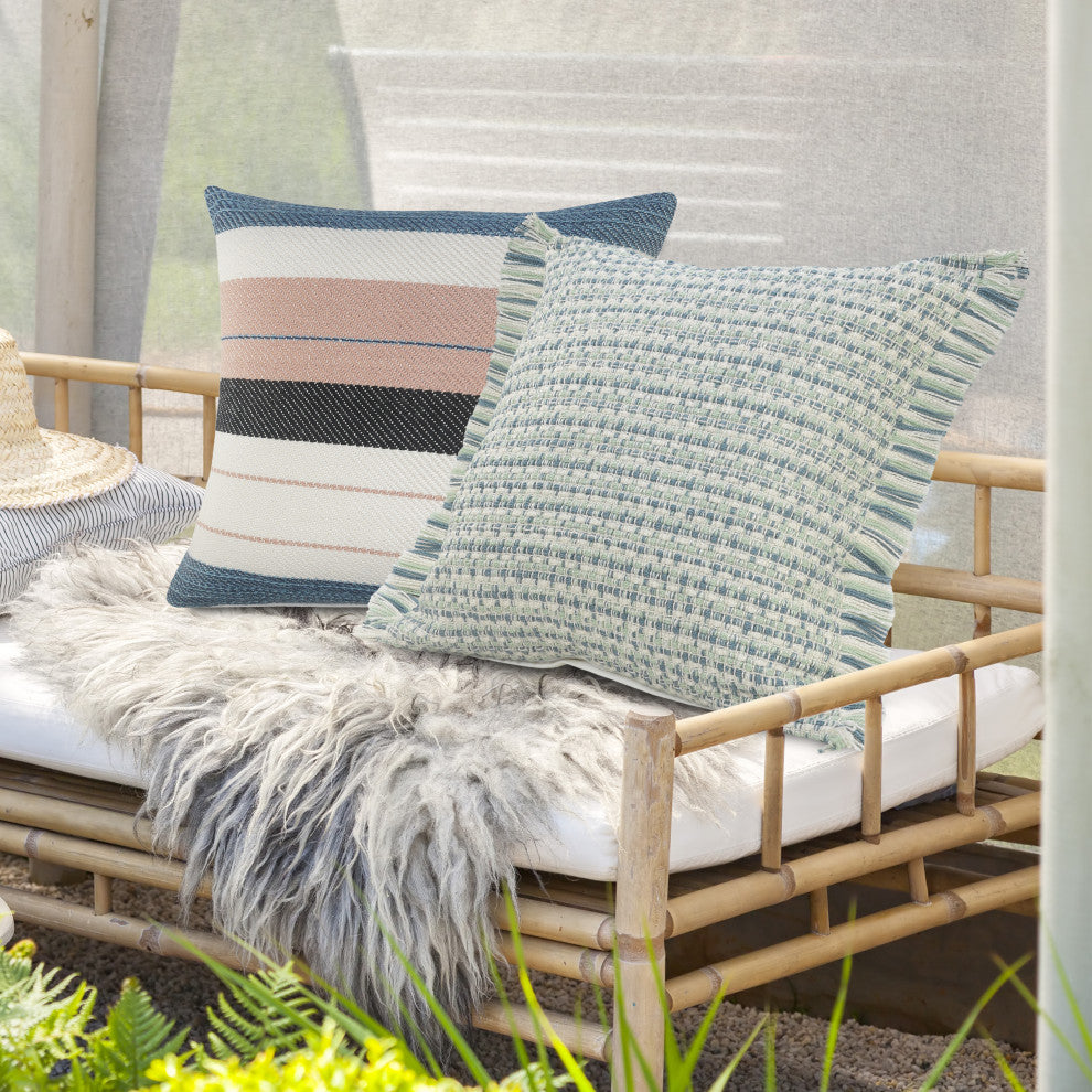 Interwoven Coastal Delight Fringed Throw Pillow