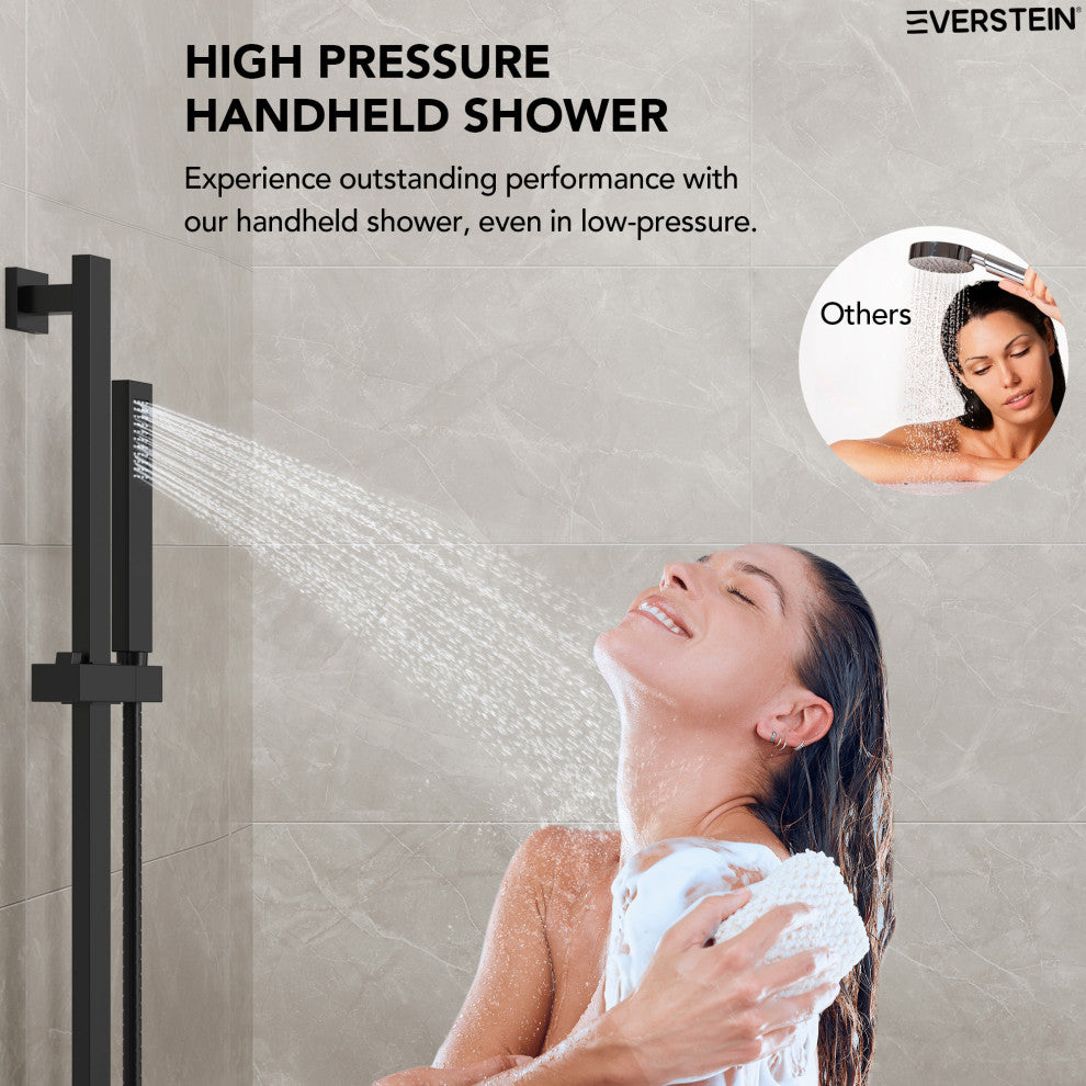 Dual Heads 10"x 6" Rain Shower System with Hand Shower Spray, Matte Black