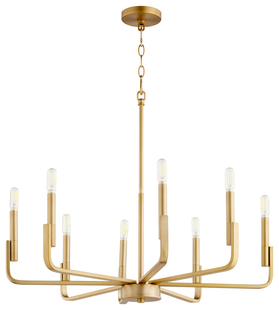 Quorum 6210-8-80 8-Light Chandelier, Aged Brass
