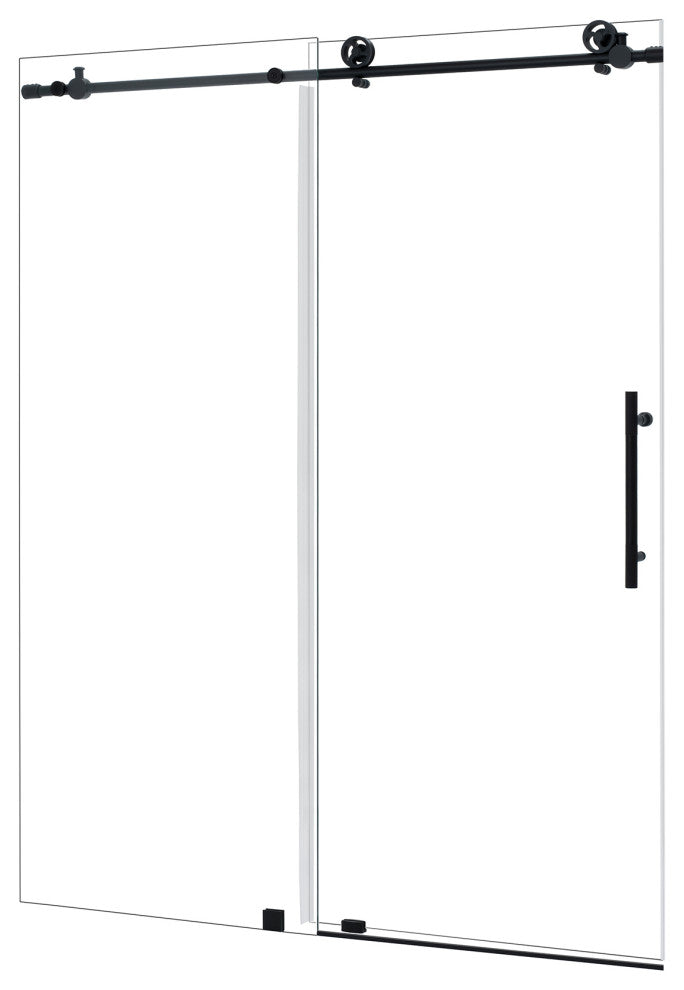 Gareth 60"Wx78"H Single Sliding Frameless Shower Door in Matte Black