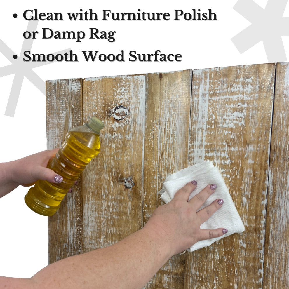 Solid Wood Headboard Modern Farmhouse with Smooth Natural Wood Grain for Any Bed, Boho Whitewash, Queen