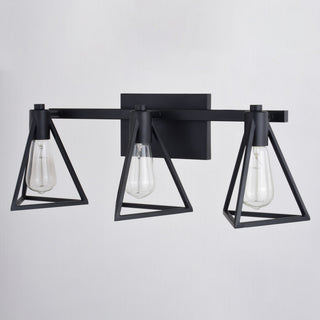Ravenna 3 Light Matte Black Bathroom Vanity Fixture Metal Cage Shade