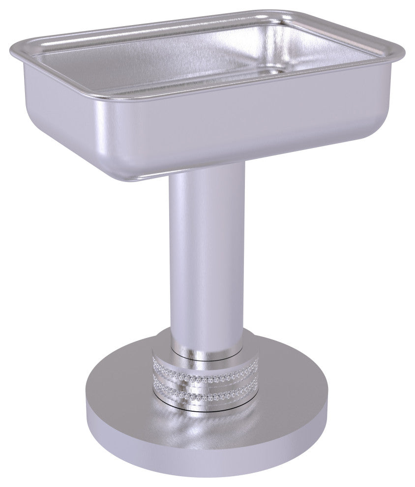 Vanity Top Soap Dish with Dotted Accents, Satin Chrome