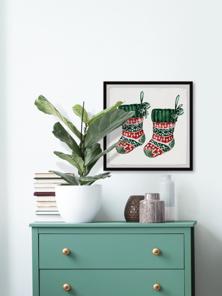 "Hang Your Stockings" Framed Painting Print, 32x32