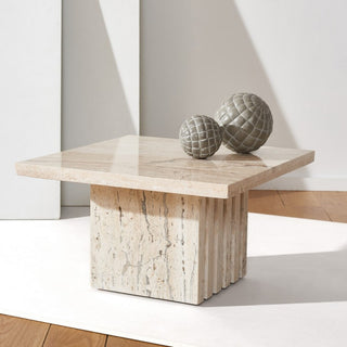 Safavieh Couture Olivia Square Travertine Accent Table Off White