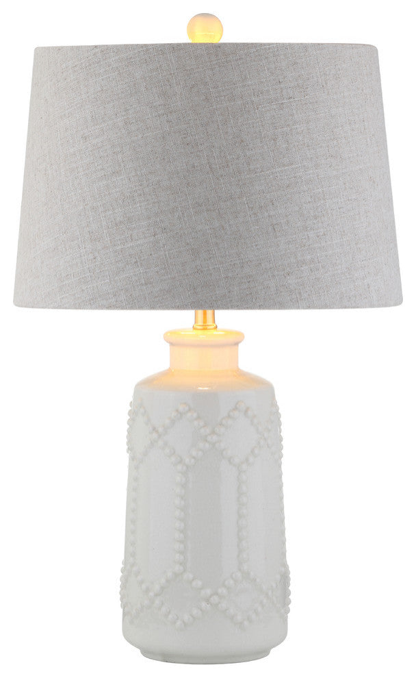 Alice Ceramic LED Table Lamp, Cream, 26", Cream and White