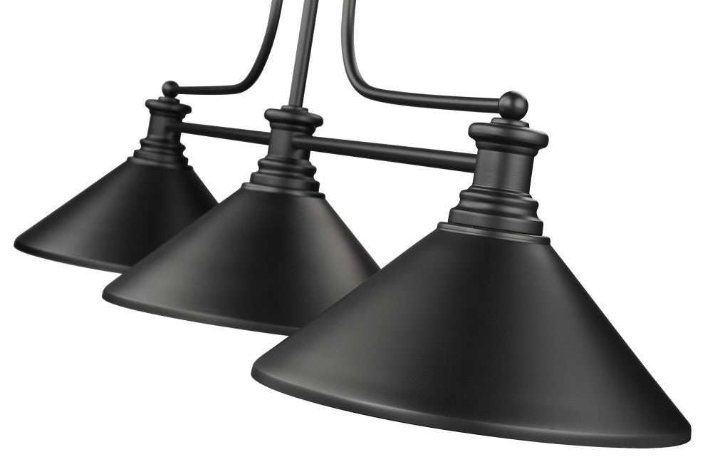 Zlite 725-3MB-MMB 3-Light Billiard, Matte Black
