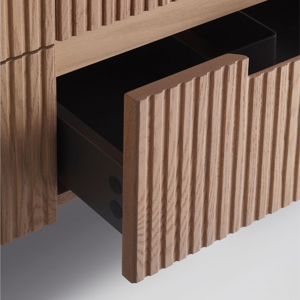 Fiore Wall Mount Modern Bathroom Vanity, Oakwood, 60", Double Sink