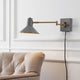 Hygge Swing Arm 1-Light Modern Midcentury Iron USB Charging Port LED Sconce, Gra