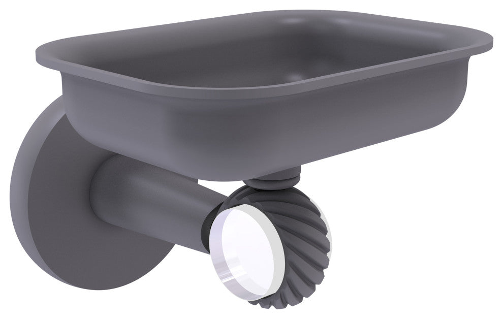 Clearview Wall Mounted Soap Dish Holder with Twisted Accents, Matte Gray