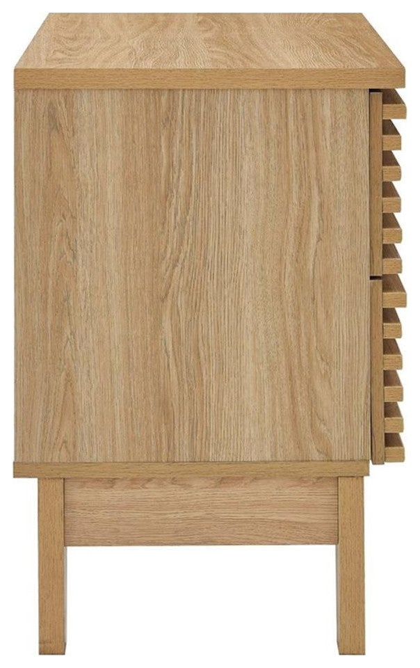 Modway Render Two-Drawer Particleboard Wood Nightstand in Oak